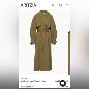 Aritzia Atticus Linen Trench Coat
